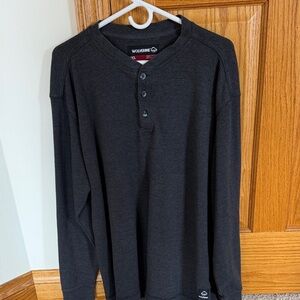 Wolverine Black Waffle-Knit Henley Long Sleeve Shirt